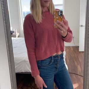 Lucky Brand rose knit sweater with lace up back size M